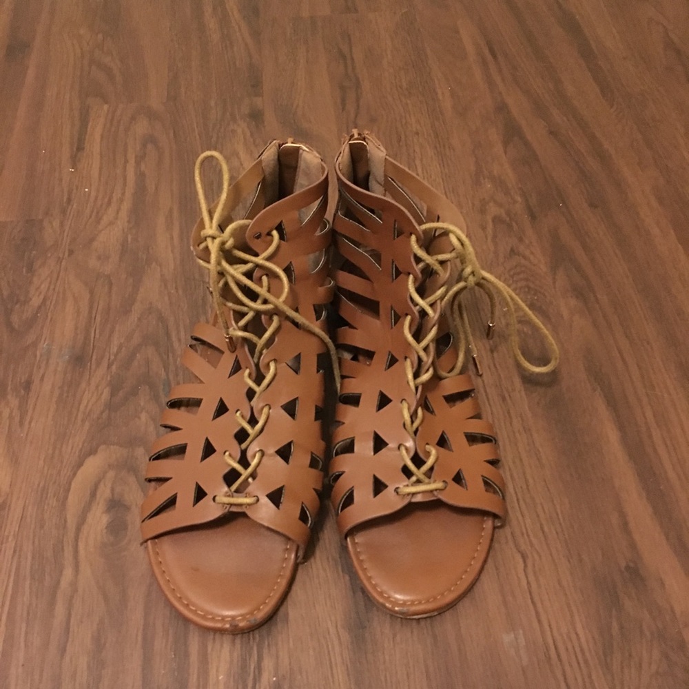 Brown Lace Up Sandals